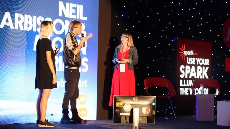 Neil Harbisson and Moon Ribas on stage