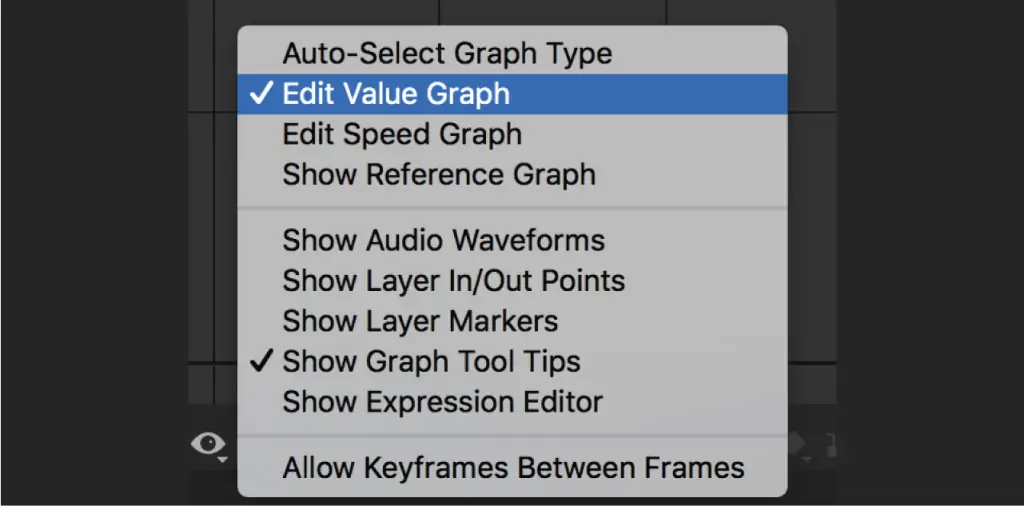 how to change graph menu in after effects