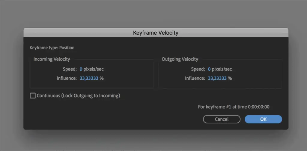 keyframes velocity window