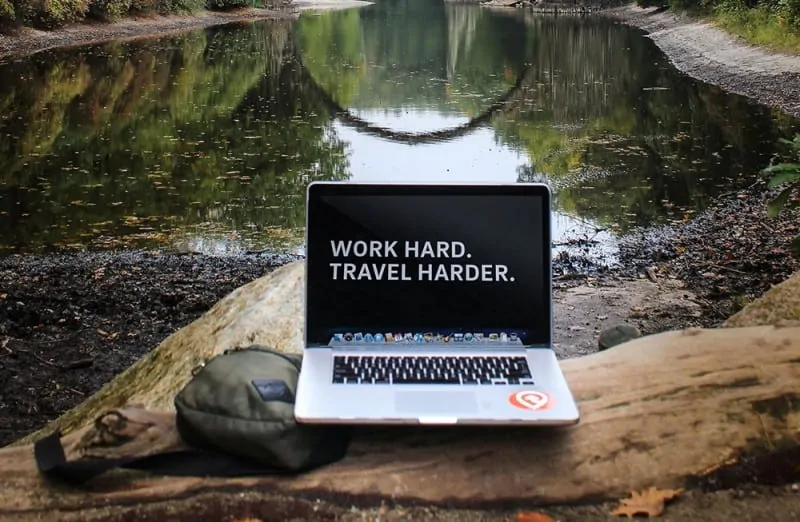 work hard travel harder laptop Daniel Tay Content Marketer and Digital Nomad