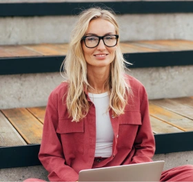 Girl programming outside